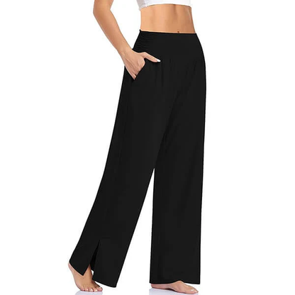 Dames Yogabroek - Wijde Pijpen - Hoge Taille - Split Detail