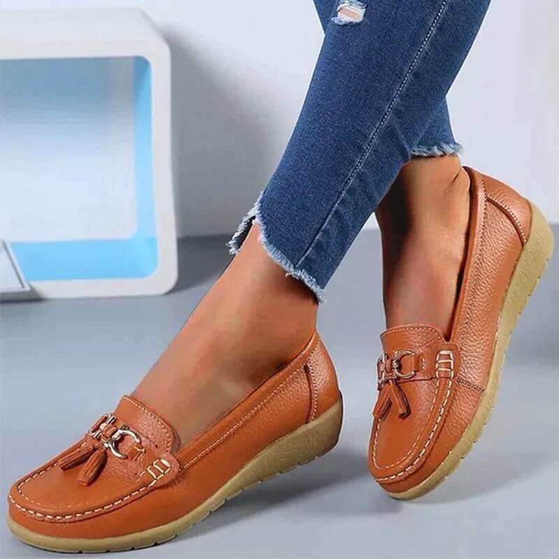 Dames Instappers - Mocassin Stijl - Antislip Zool - Kwastdetail - Casual