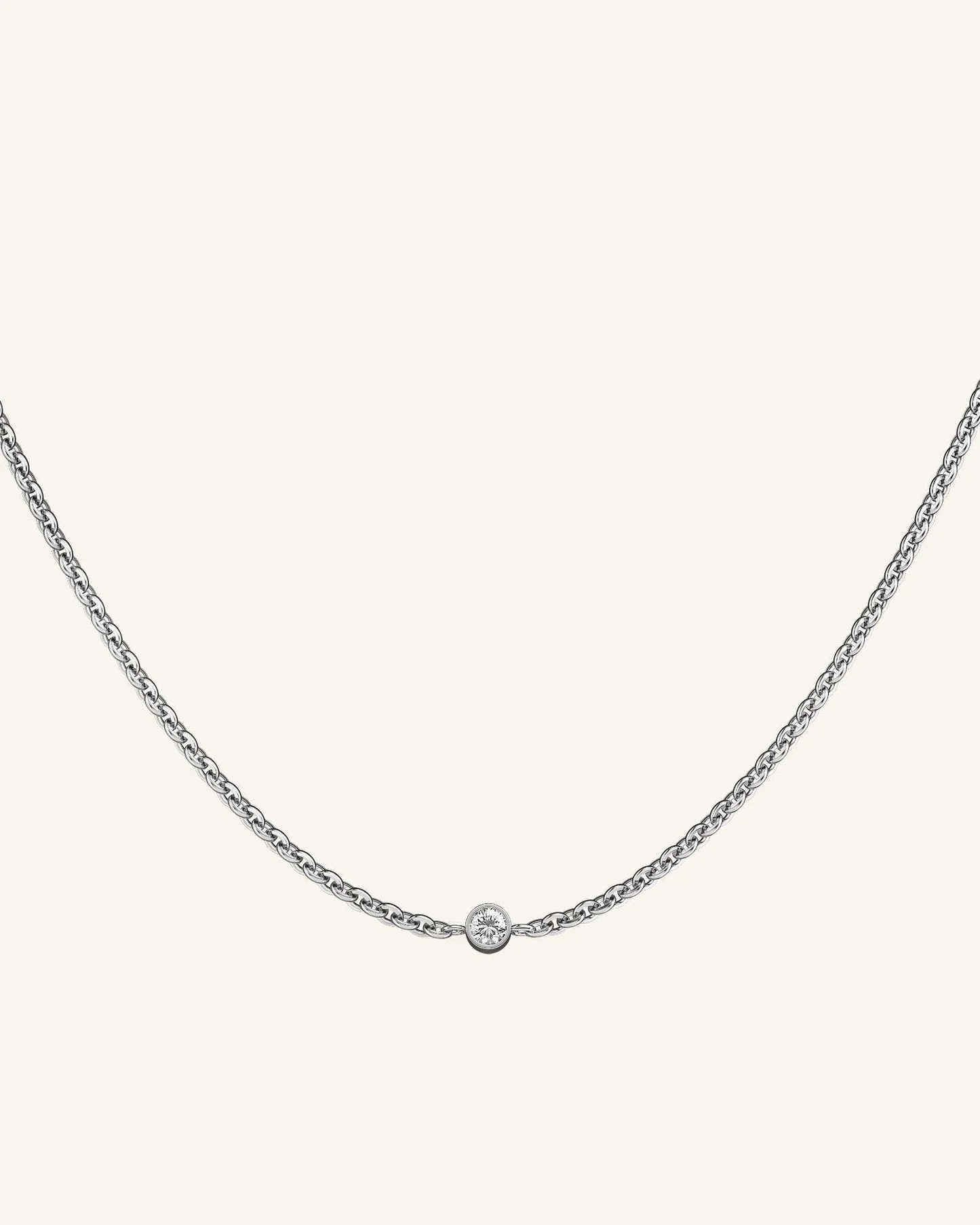 Dames ketting met fijn schakeldesign – Minimalistische halsketting met centrale steen