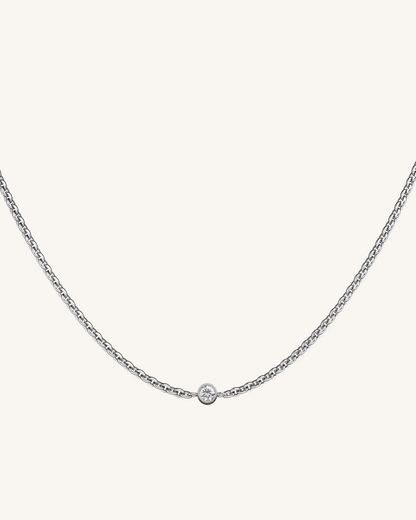 Dames ketting met fijn schakeldesign – Minimalistische halsketting met centrale steen