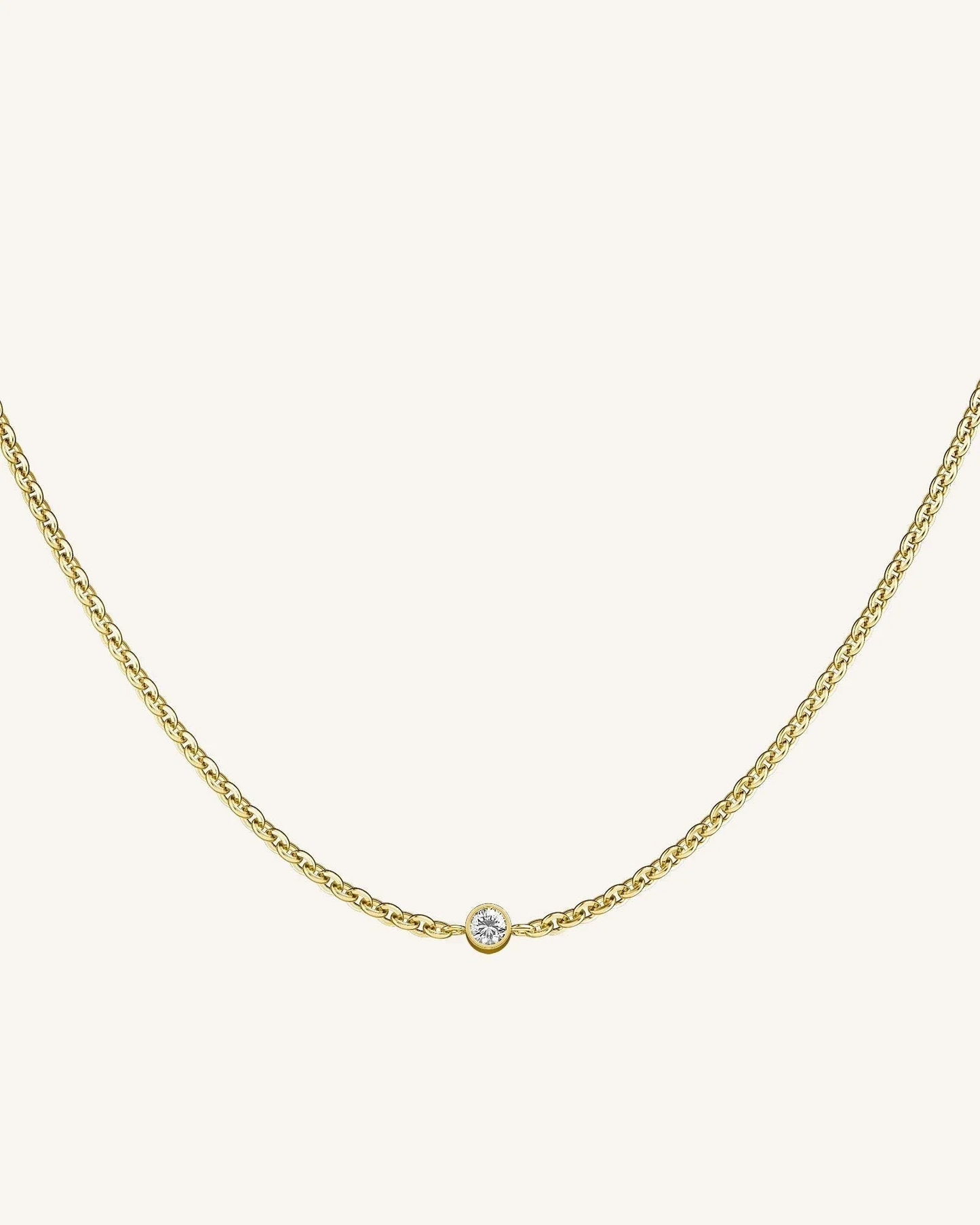 Dames ketting met fijn schakeldesign – Minimalistische halsketting met centrale steen