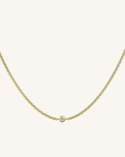 Dames ketting met fijn schakeldesign – Minimalistische halsketting met centrale steen