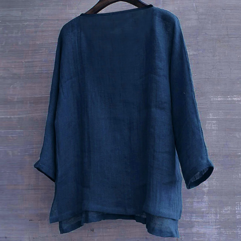 Dames Blouse - Linnen Look - V-Hals - Losvallend