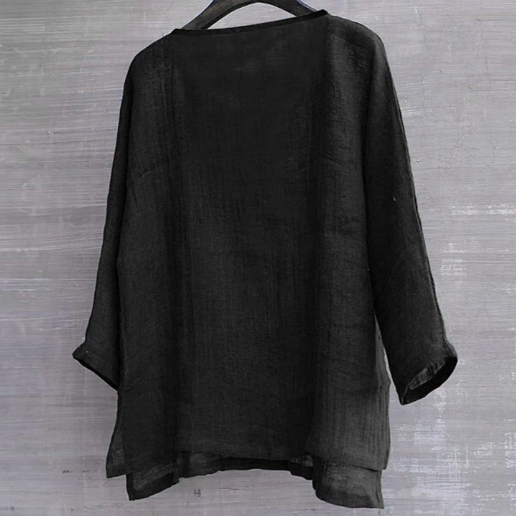 Dames Blouse - Linnen Look - V-Hals - Losvallend