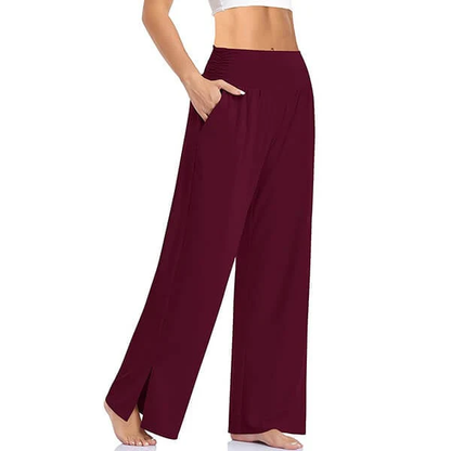 Dames Yogabroek - Wijde Pijpen - Hoge Taille - Split Detail