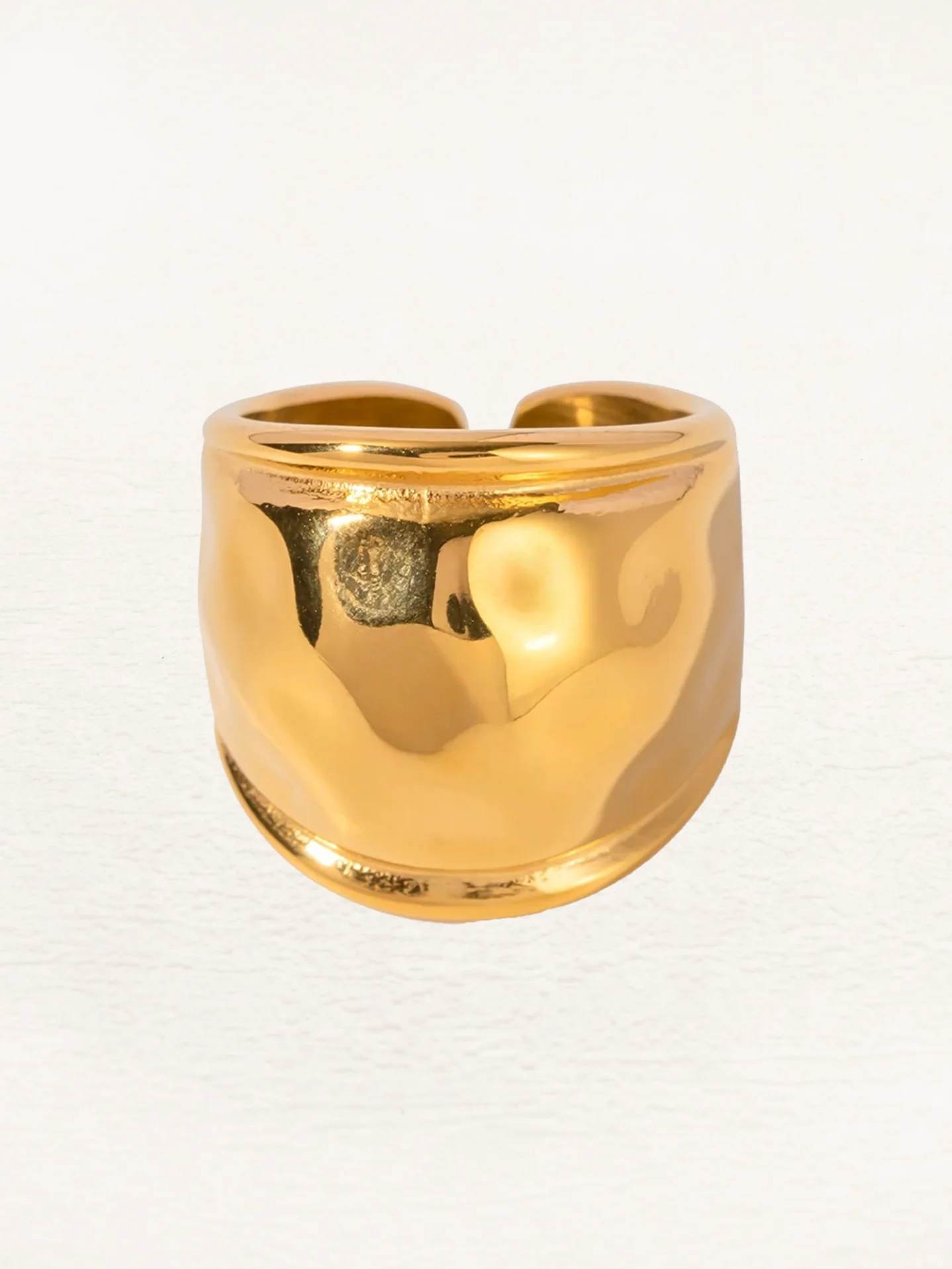 Dames brede ring met reliëf – Statement ring met hamerslag-effect