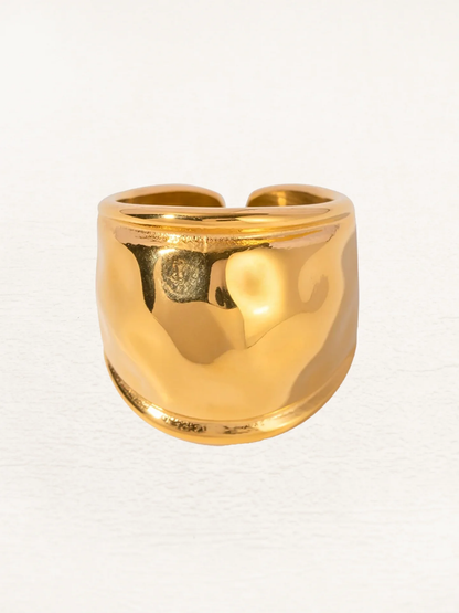 Dames brede ring met reliëf – Statement ring met hamerslag-effect