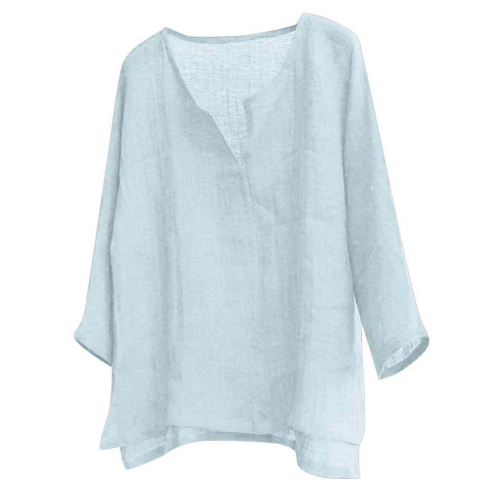 Dames Blouse - Linnen Look - V-Hals - Losvallend