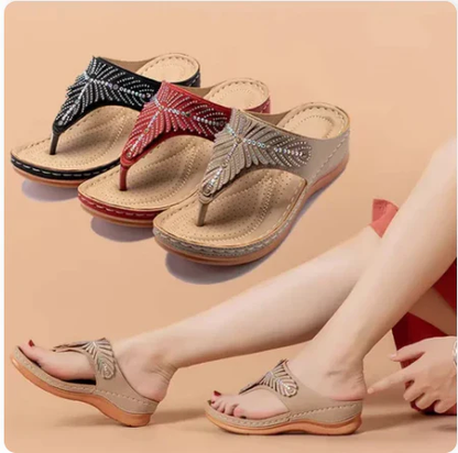 Dames Teenslippers met Strass – Verhoogde Zool en Elegant Design