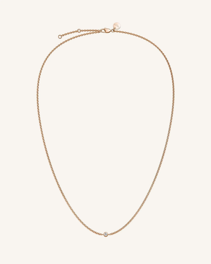 Dames ketting met fijn schakeldesign – Minimalistische halsketting met centrale steen