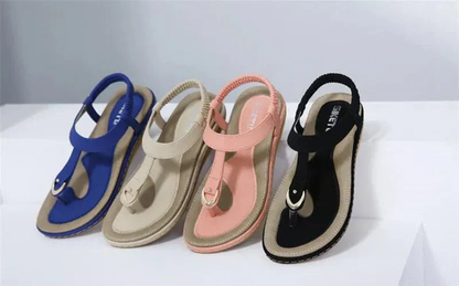 Dames Teenslippers – Elastische Enkelband en Ringdetail