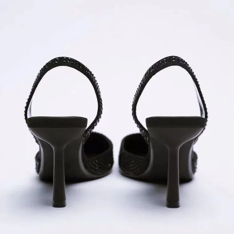Dames Slingback Hakken met Puntige Neus – Luxe Design met Fonkelende Strass