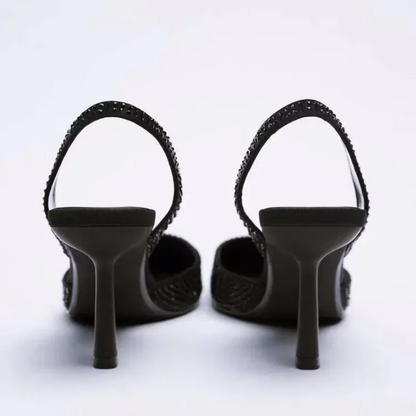 Dames Slingback Hakken met Puntige Neus – Luxe Design met Fonkelende Strass
