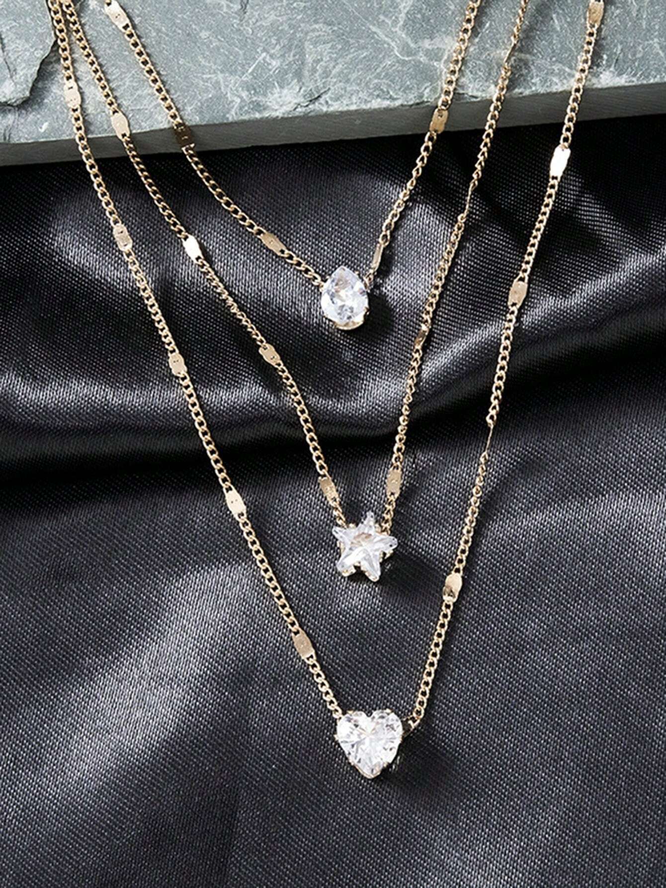 Dames Ketting – Gelaagd Model met Kristallen Hangers