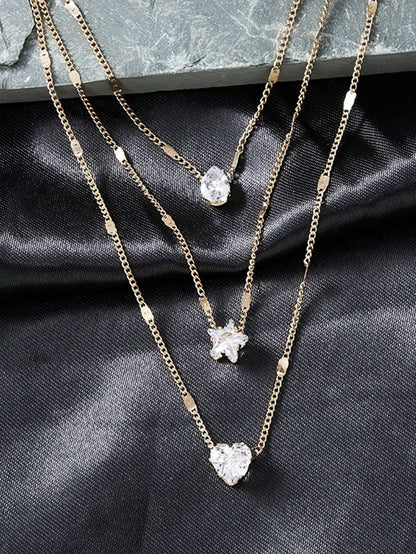 Dames Ketting – Gelaagd Model met Kristallen Hangers