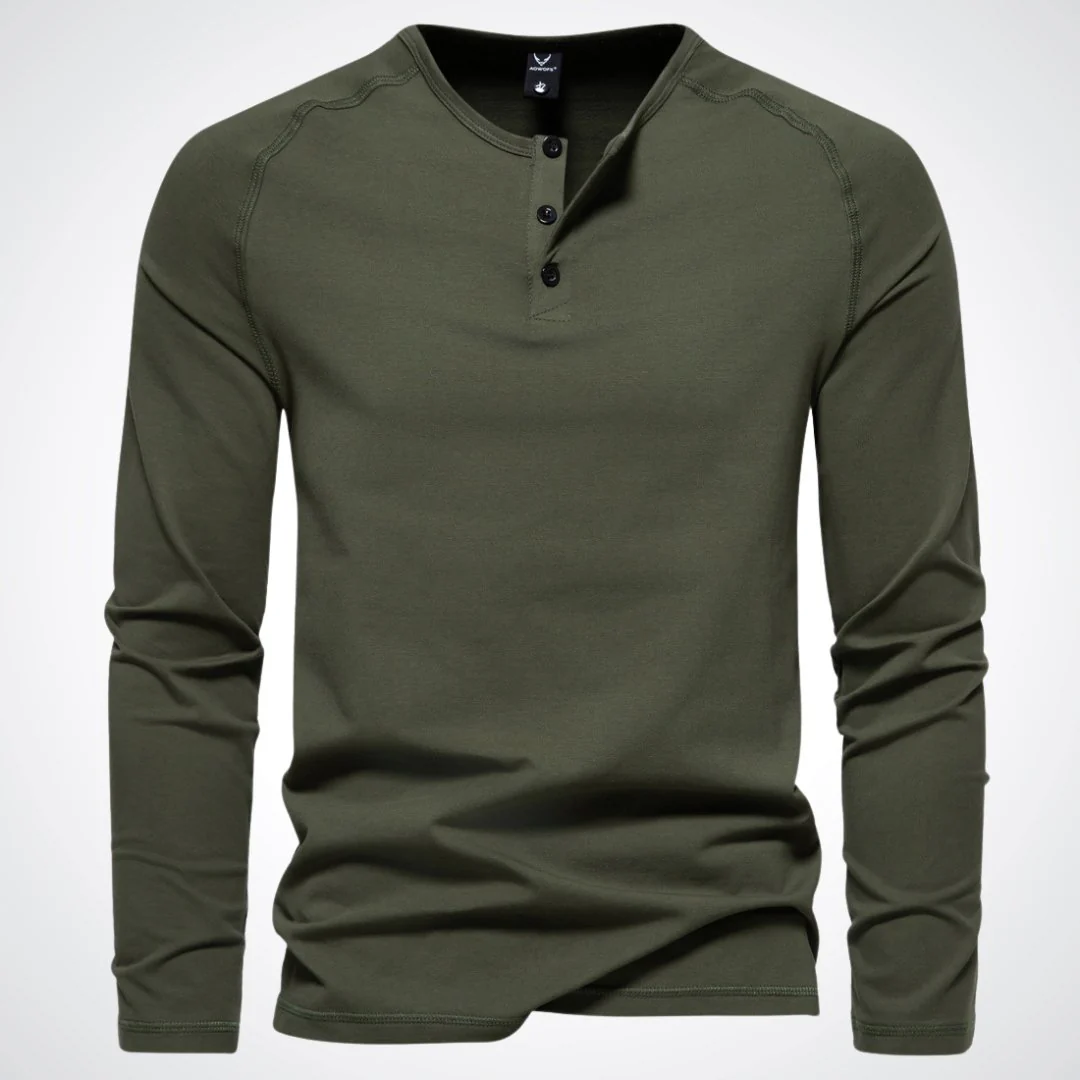 Heren Henley longsleeve – Lange mouwen en knoopsluiting bij de hals