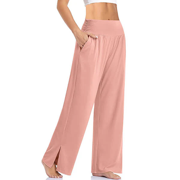 Dames Yogabroek - Wijde Pijpen - Hoge Taille - Split Detail