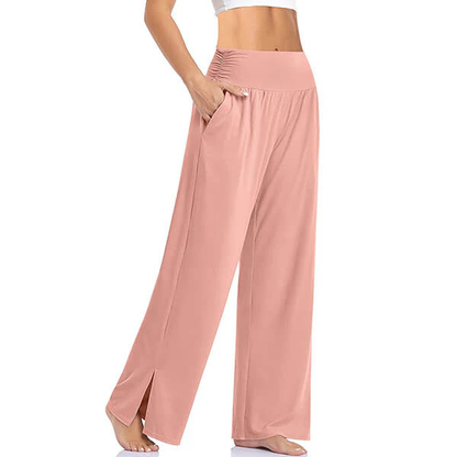 Dames Yogabroek - Wijde Pijpen - Hoge Taille - Split Detail