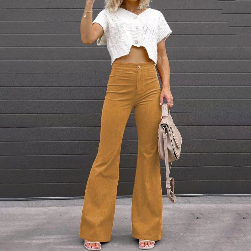 Dames flared broek – Hoge taille en aansluitende pasvorm