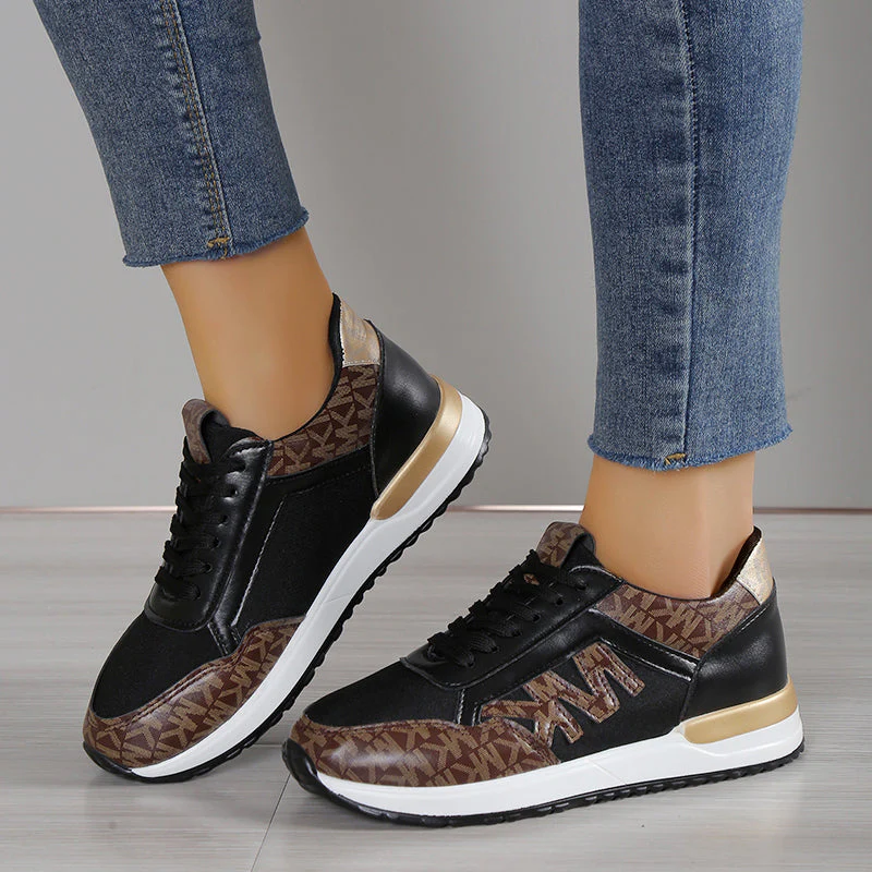 Dames Sneakers – Sportieve Lage Schoenen met Contrasterende MK-Print