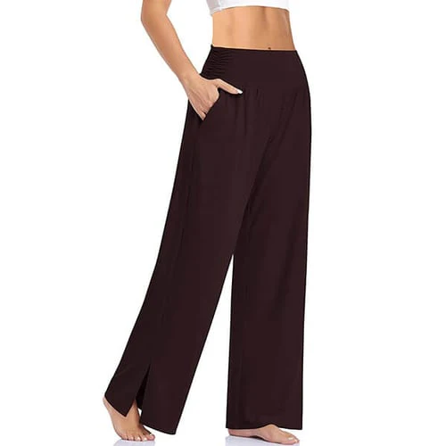Dames Yogabroek - Wijde Pijpen - Hoge Taille - Split Detail