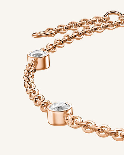Dames ketting met fijn schakeldesign – Minimalistische halsketting met centrale steen