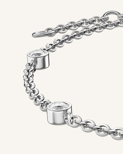 Dames ketting met fijn schakeldesign – Minimalistische halsketting met centrale steen