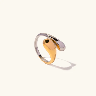 Dames Ring – Dubbeldruppel Design met Glanzende Afwerking