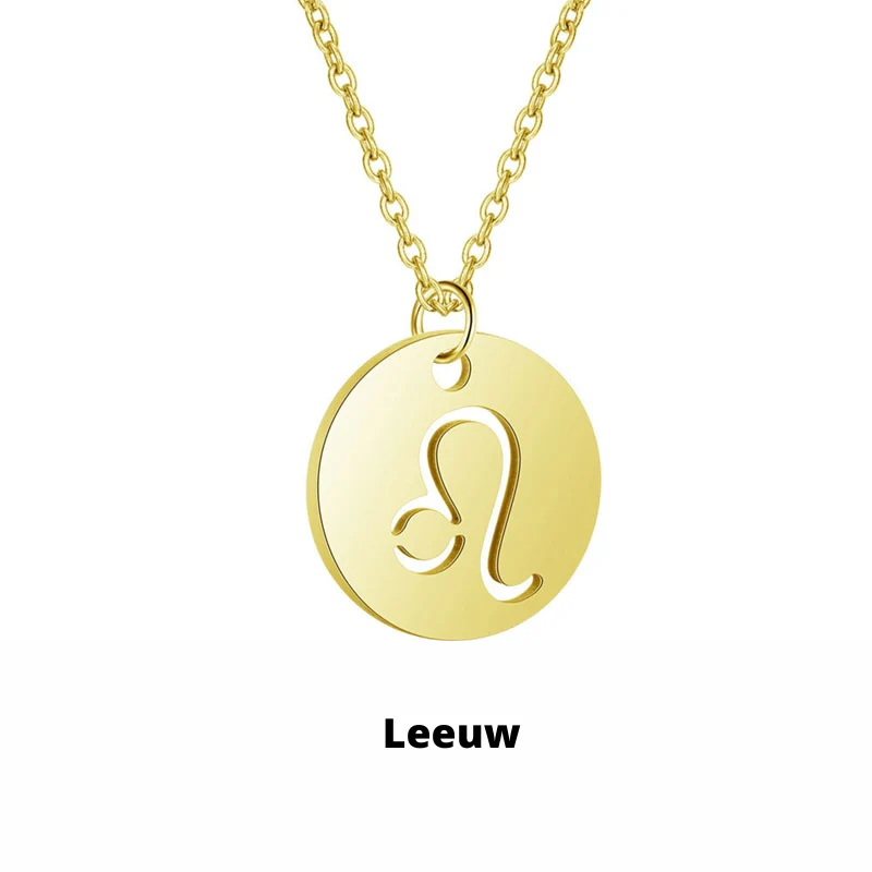 Dames Ketting – Ronde Hanger met Sterrenbeeld Gravure
