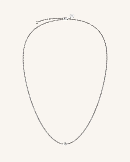 Dames ketting met fijn schakeldesign – Minimalistische halsketting met centrale steen