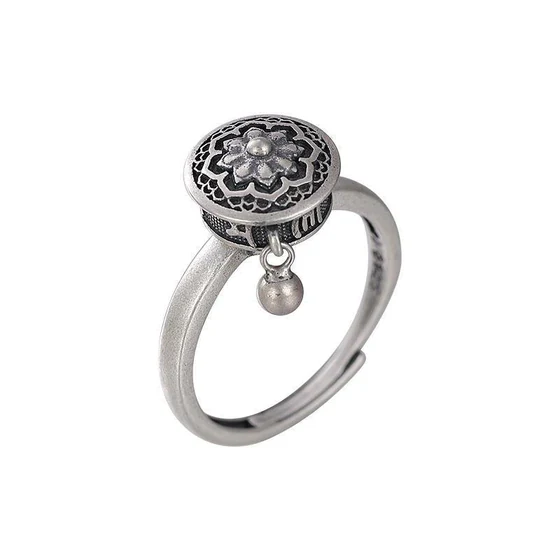Dames Ring – Verstelbare Mantra Ring met Gravure en Hanger