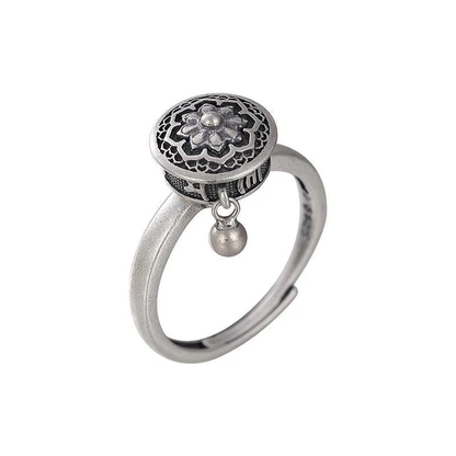 Dames Ring – Verstelbare Mantra Ring met Gravure en Hanger