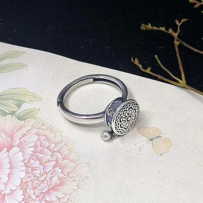 Dames Ring – Verstelbare Mantra Ring met Gravure en Hanger