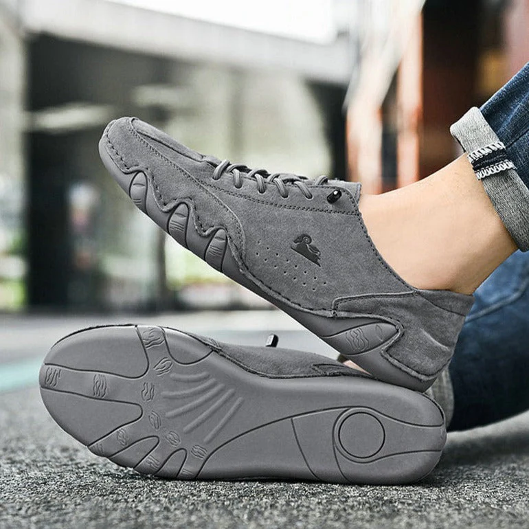 Heren Casual Instappers – Flexibele Antislip Sneakers met Vetersluiting en Rubberen Zool