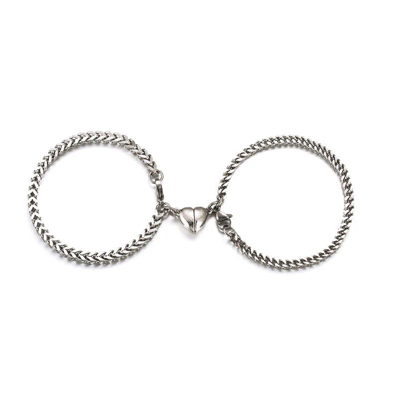 Dames Armbandenset – Twee Schakelarmbanden met Hartsluiting