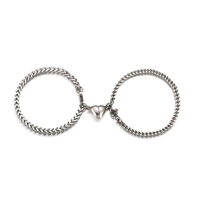 Dames Armbandenset – Twee Schakelarmbanden met Hartsluiting