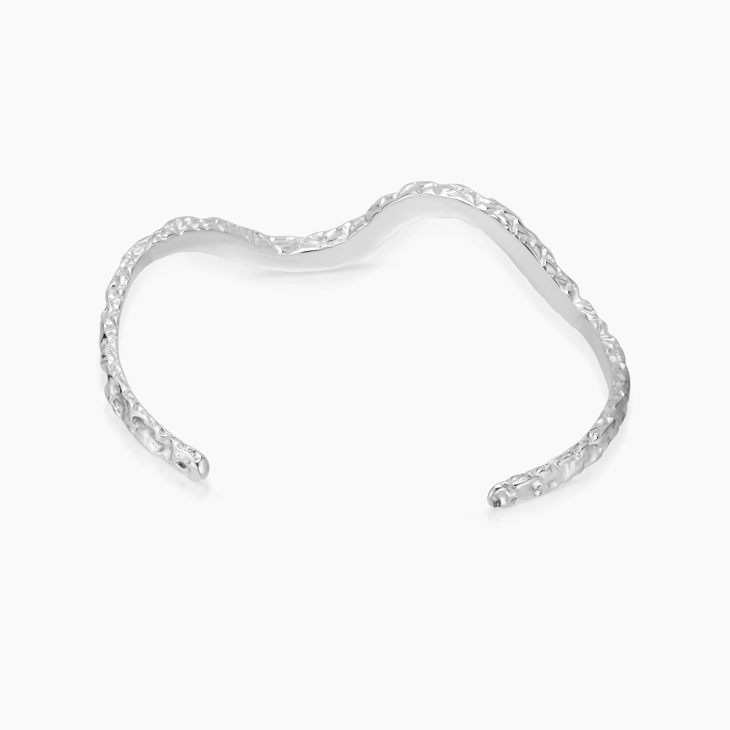 Dames armband – Open cuff met onregelmatige structuur en golvende vorm