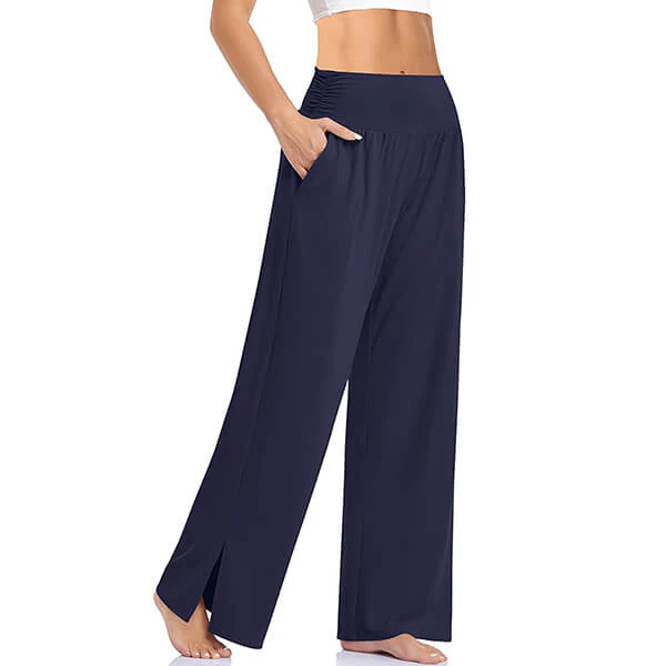 Dames Yogabroek - Wijde Pijpen - Hoge Taille - Split Detail