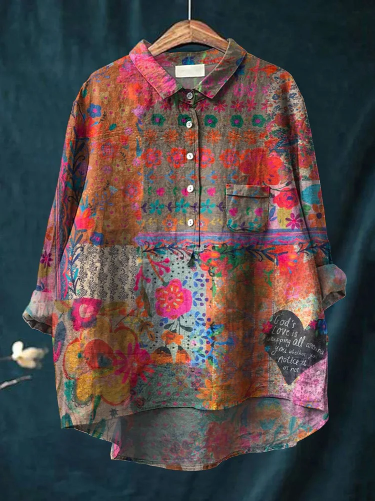 Dames Blouse – Losvallend Overhemd met Abstracte Print