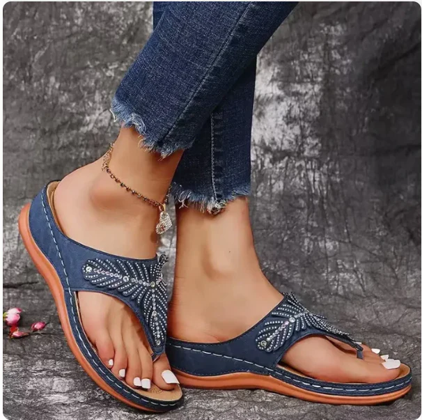 Dames Teenslippers met Strass – Verhoogde Zool en Elegant Design