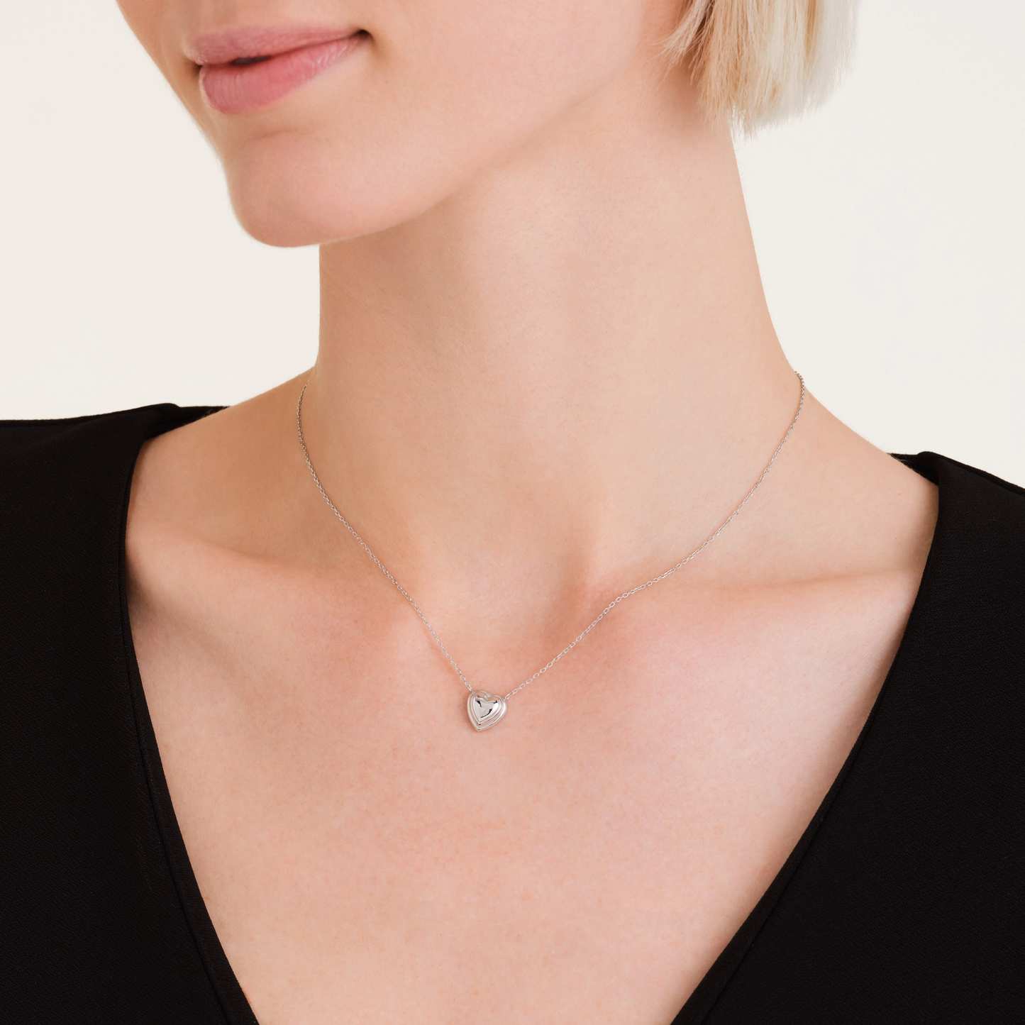 Dames Ketting – Fijne Ketting met Gelaagd Hartvormig Hanger