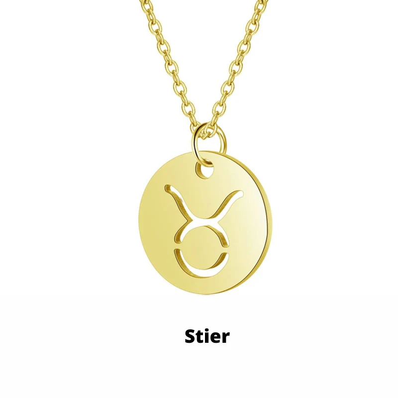 Dames Ketting – Ronde Hanger met Sterrenbeeld Gravure