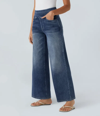 Dames Jeans – Wijduitlopend Model met Elastische Tailleband