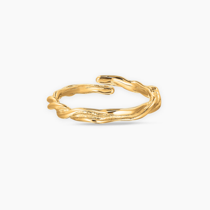Dames ring – Organisch gevormde open ring met golvend profiel