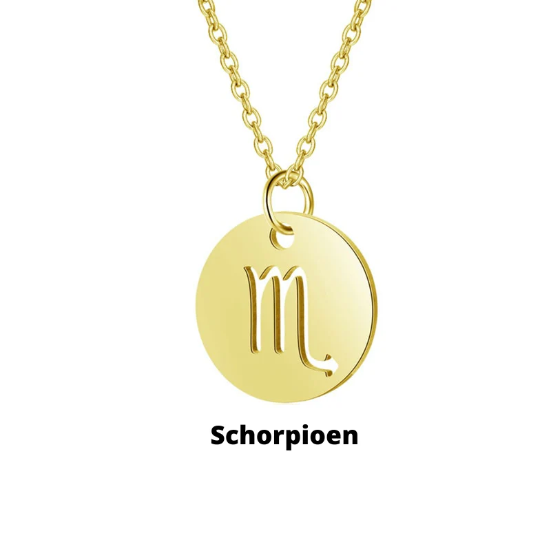 Dames Ketting – Ronde Hanger met Sterrenbeeld Gravure