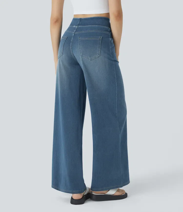 Dames Jeans – Wijduitlopend Model met Elastische Tailleband