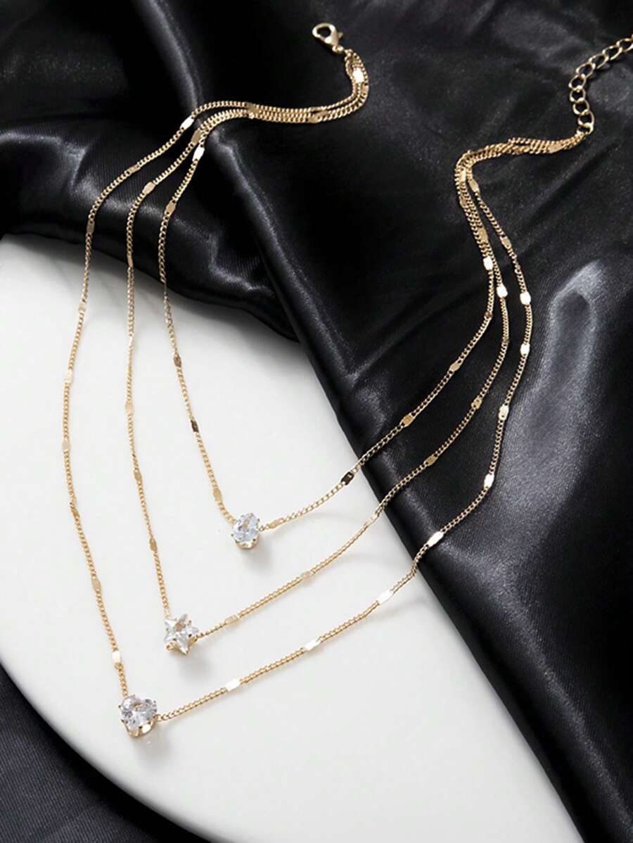 Dames Ketting – Gelaagd Model met Kristallen Hangers