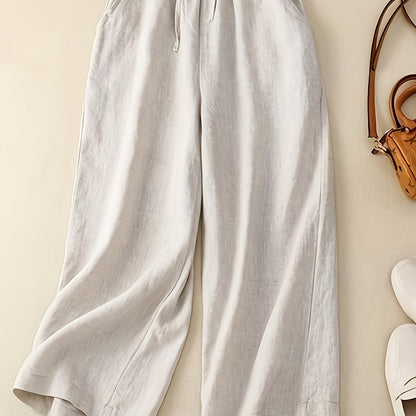 Dames broek – Wijde broek met elastische taille van katoen