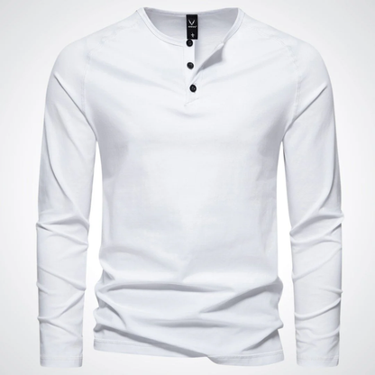 Heren Henley longsleeve – Lange mouwen en knoopsluiting bij de hals