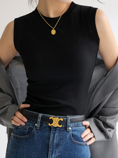 Mouwloze dames top – Aansluitend model met ronde hals